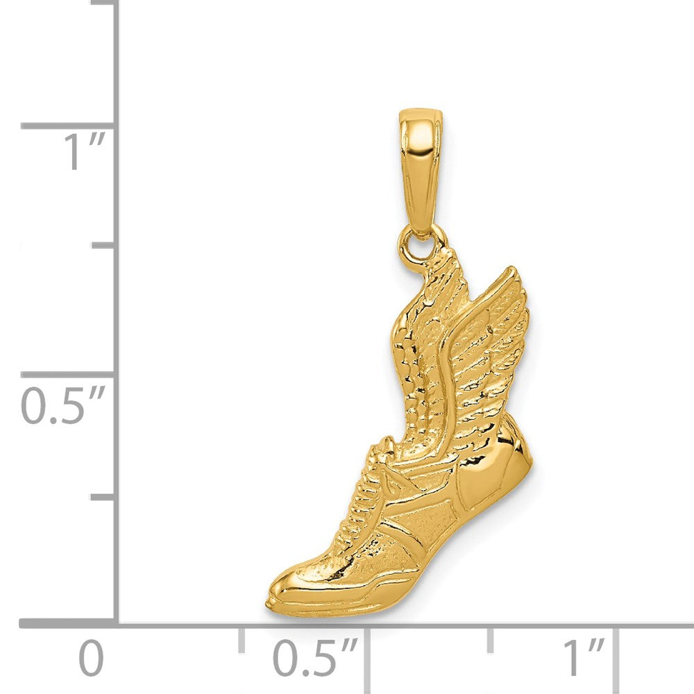 14k Yellow Gold 15 mm Polished Running Shoe Pendant (1.53 grams)
