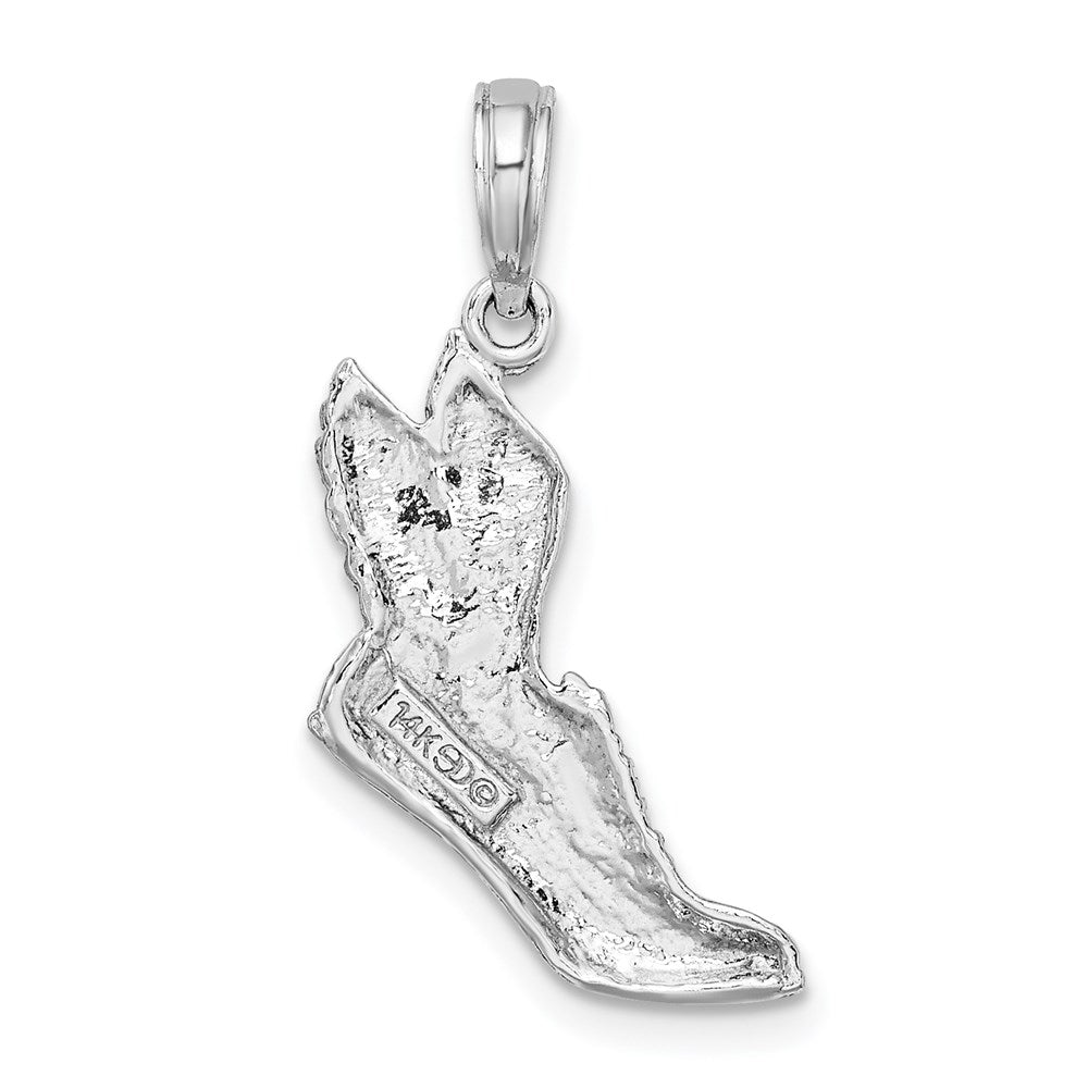 14k White Gold 10.7 mm Polished Running Shoe Pendant (1.63 grams)