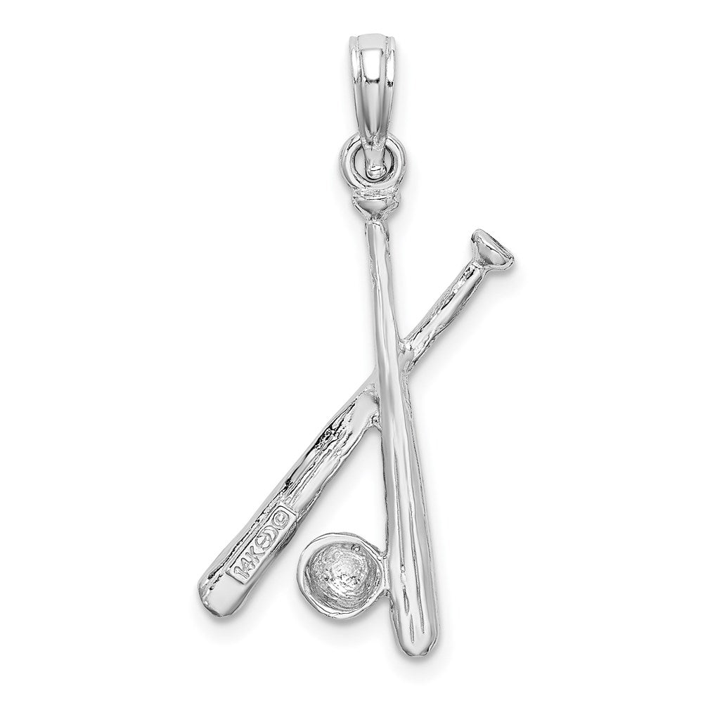 14k White Gold 11.8 mm 2-D Baseball Charm (1.85 grams)