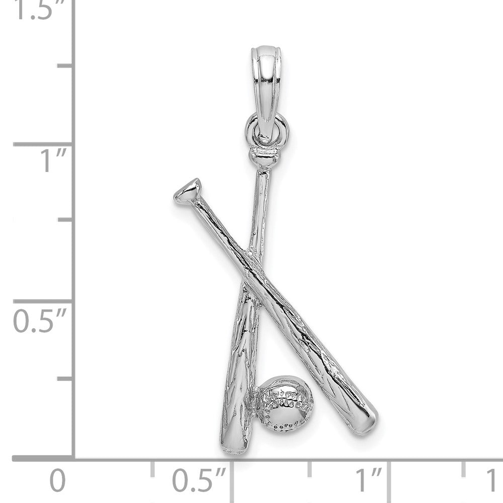 14k White Gold 11.8 mm 2-D Baseball Charm (1.85 grams)