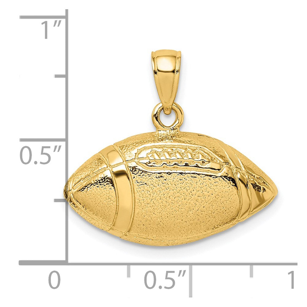 14k Yellow Gold 23.4 mm Polished Open-Backed Football Charm (3.78 grams)