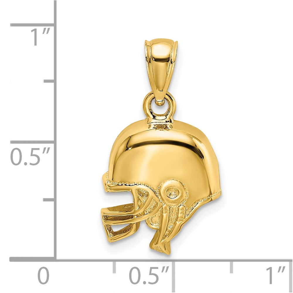14k Yellow Gold 14.1 mm Polished Open-Backed Football Helmet Charm (1.89 grams)