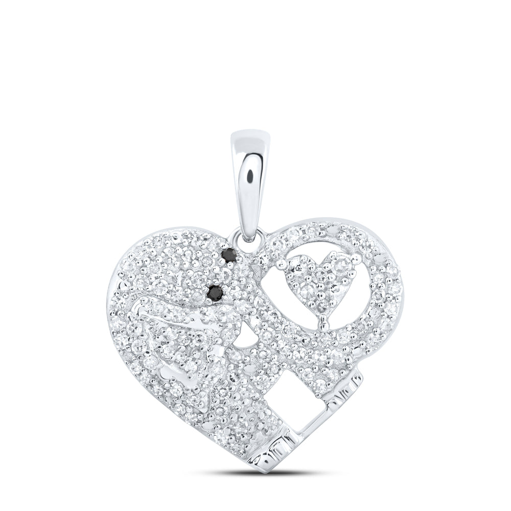 1/3Ctw-Dia Cn Heart Shape Elephant Pendant (2.39 grams)