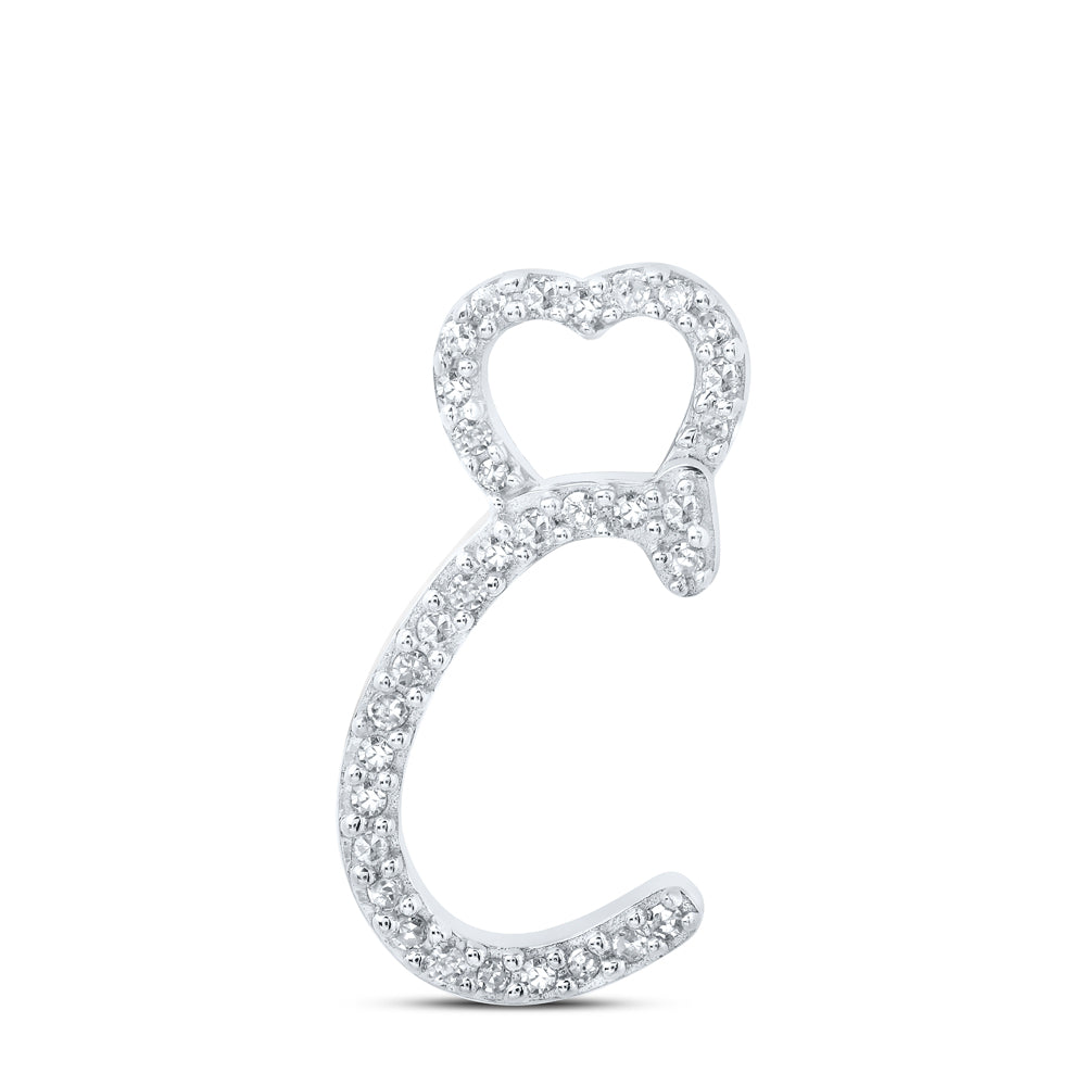 1/10Ctw-Dia P1P2 Gift Heart Initial "C" Pendant (0.87 grams)