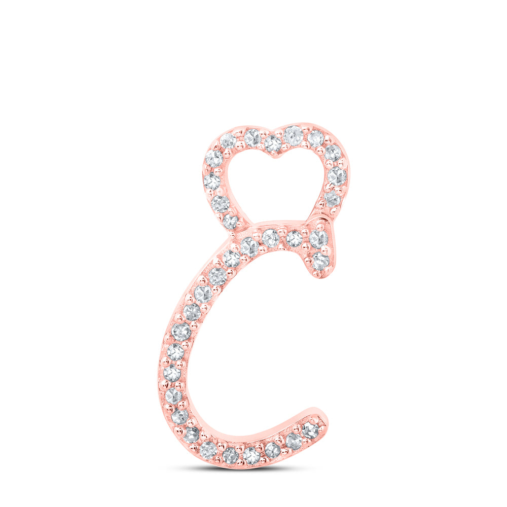 1/10Ctw-Dia P1P2 Gift Heart Initial "C" Pendant (0.87 grams)
