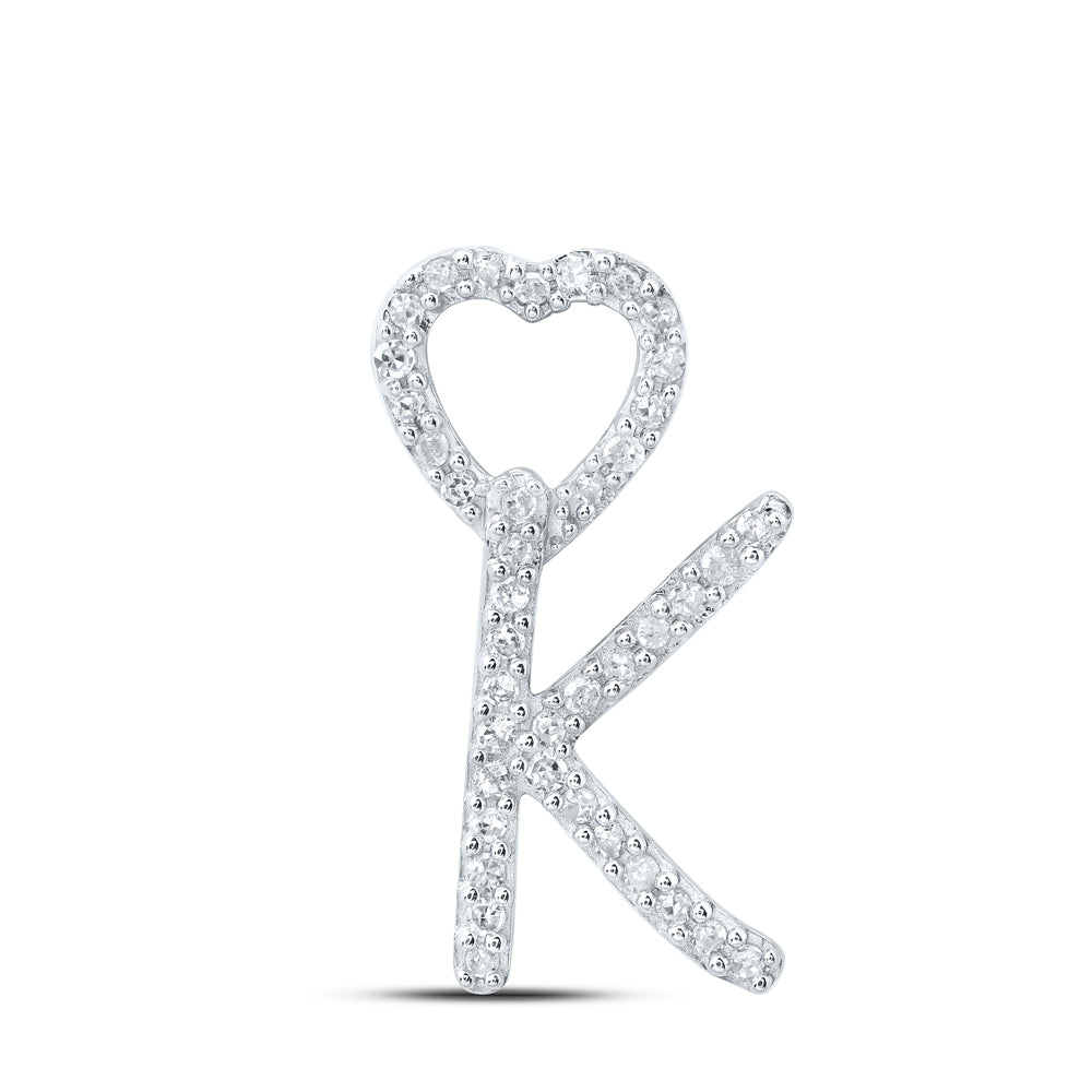 1/8Ctw-Dia P1P2 Gift Heart Initial "K" Pendant (0.93 grams)