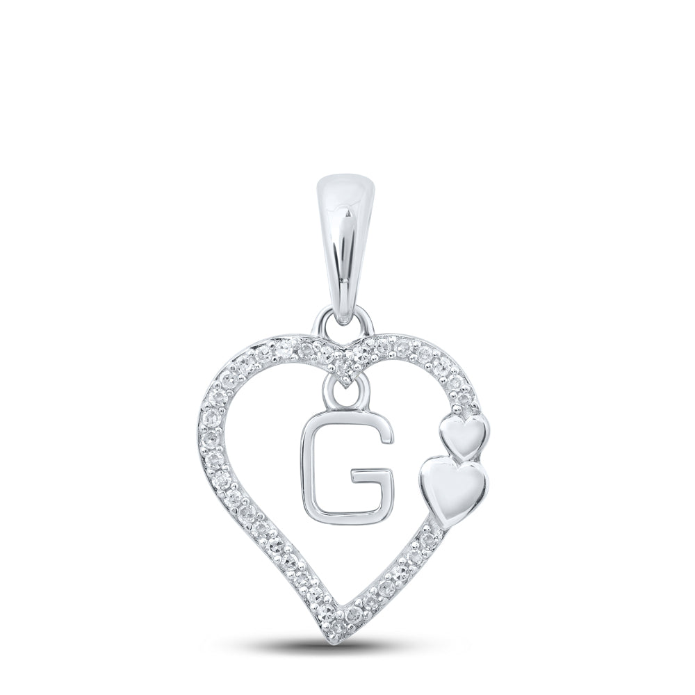 1/10Ctw-Dia P1P2 Gift Heart Initial "G" Pendant (1.32 grams)