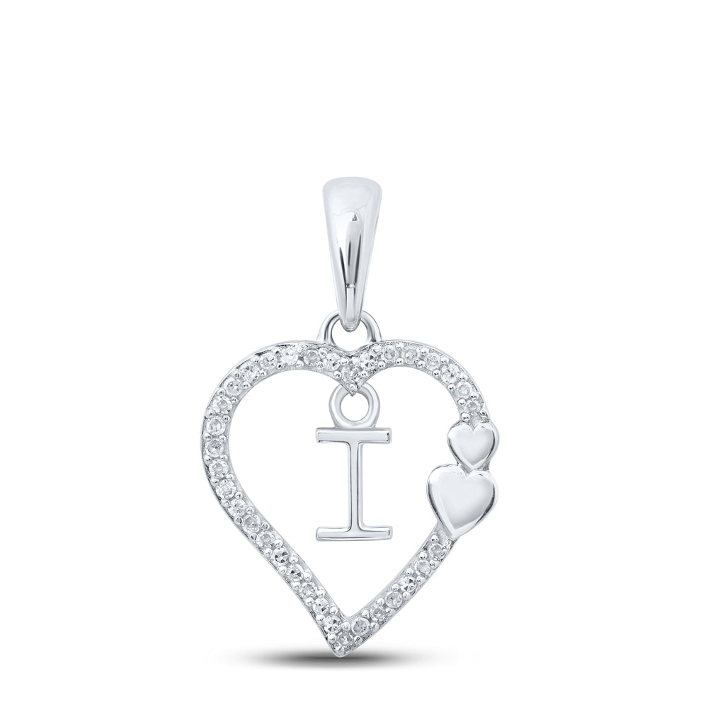 1/10Ctw-Dia P1P2 Gift Heart Initial "I" Pendant (1.24 grams)