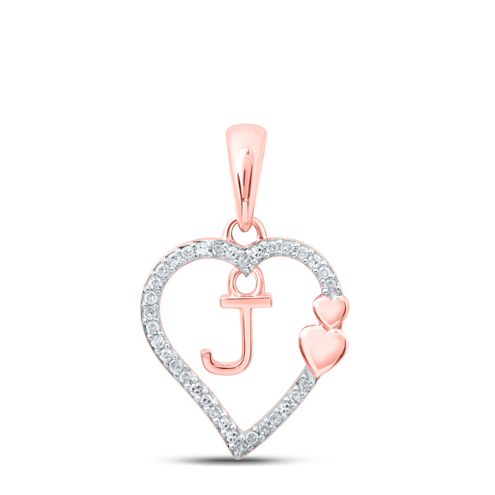 1/10Ctw-Dia P1P2 Gift Heart Initial "J" Pendant (1.3 grams)