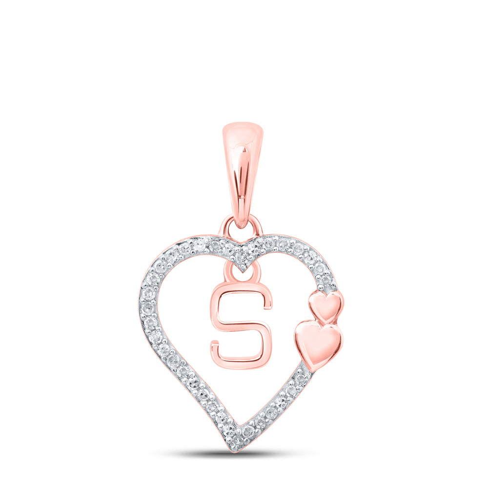 10Kt Rose Gold 1/10Ctw-Dia Gift Heart Initial S" Pendant" (1.24 grams)