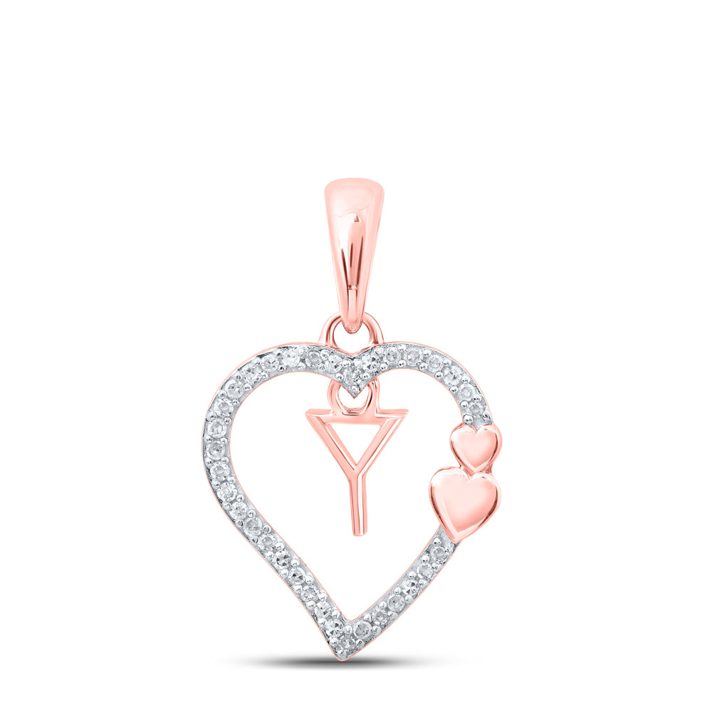 10Kt Rose Gold 1/10Ctw-Dia Gift Heart Initial Y" Pendant" (1.2 grams)