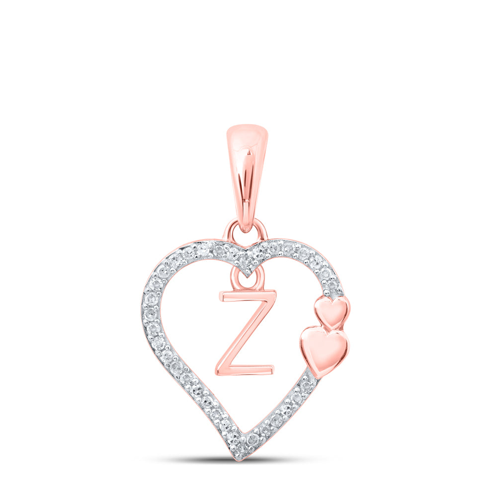 10Kt Rose Gold 1/10Ctw-Dia Gift Heart Initial Z" Pendant" (1.17 grams)