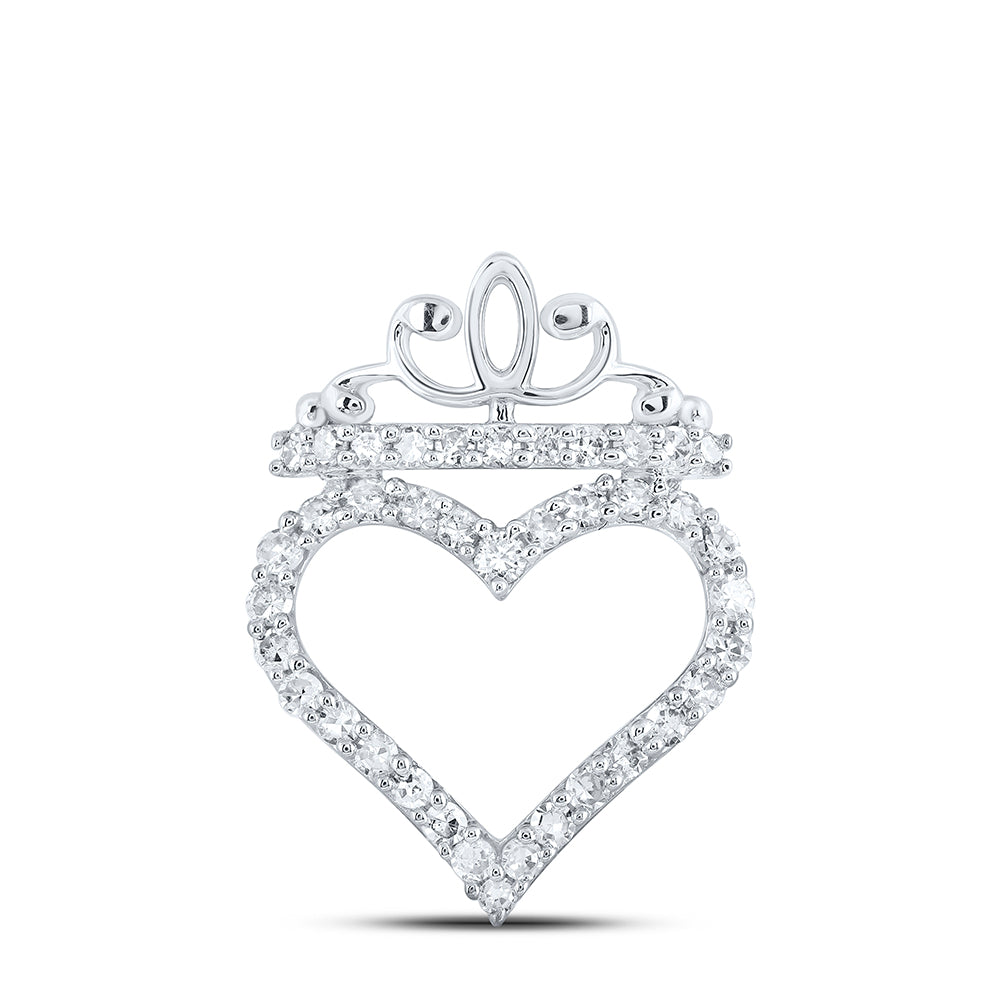 1/4Ctw-Dia Nk Crown Head Heart Pendant (1.7 grams)