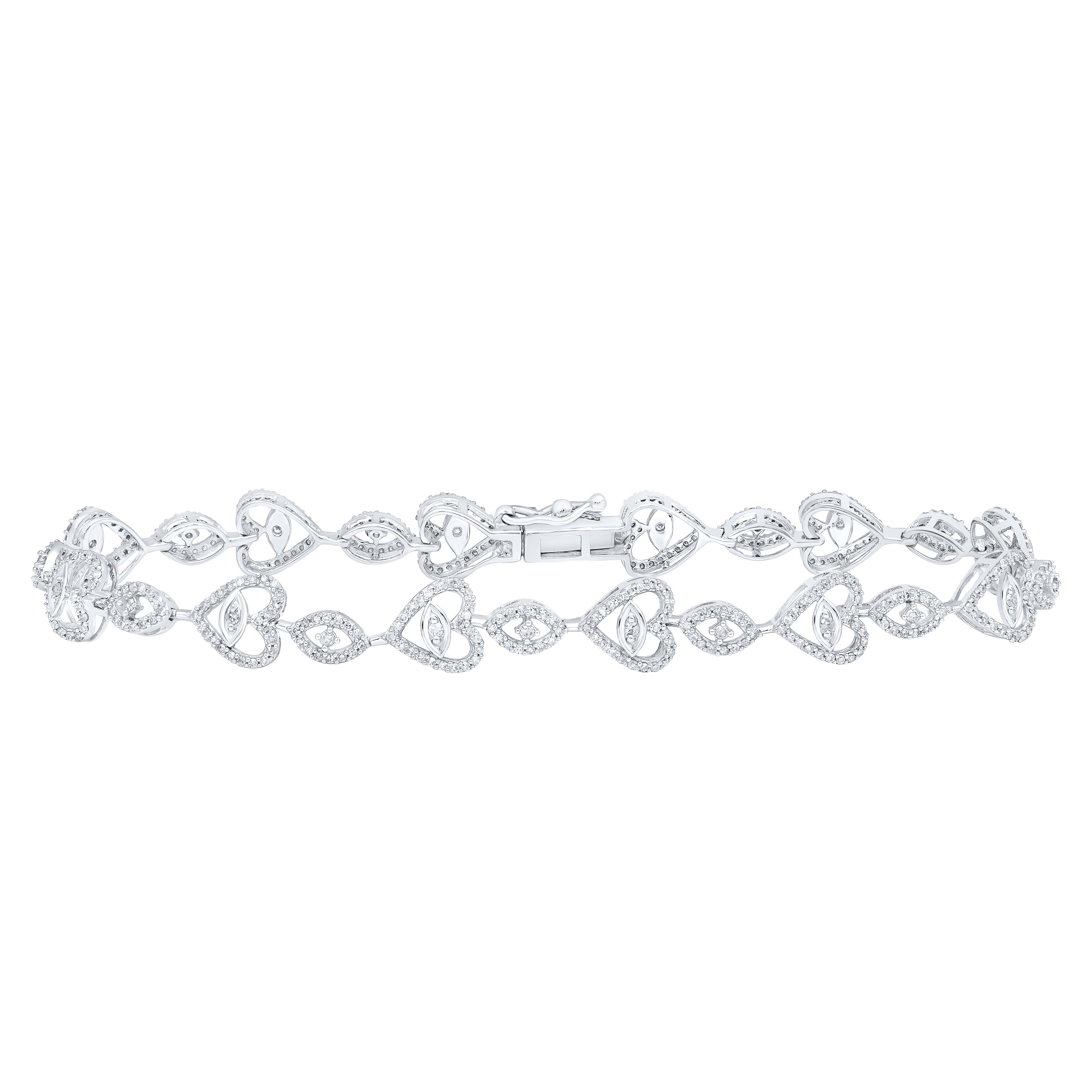 10Kt White Gold 1Ctw-Dia Cn Heart Bracelet (7.3 grams)