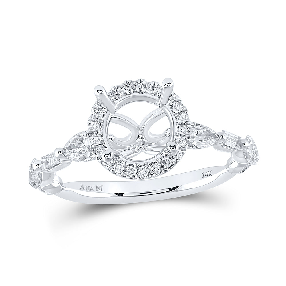 7/8Ctw-Dia Ana M 1 1/2Ct-Crd Semi-Mount Single Halo Eng Ring (2.68 grams)