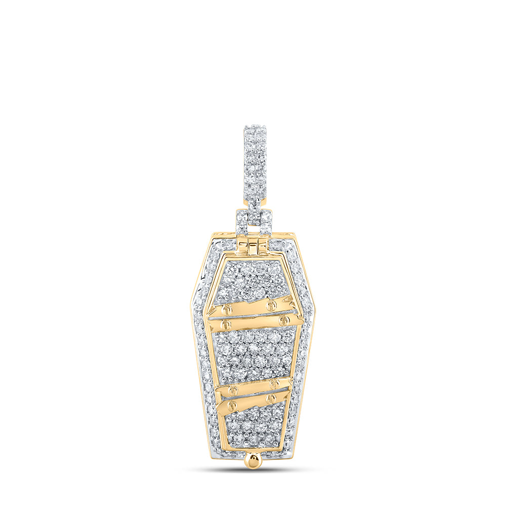 10Kt Yellow Gold 2 1/3Ctw-Dia Nk Coffin Box Mens Charm (8.87 grams)