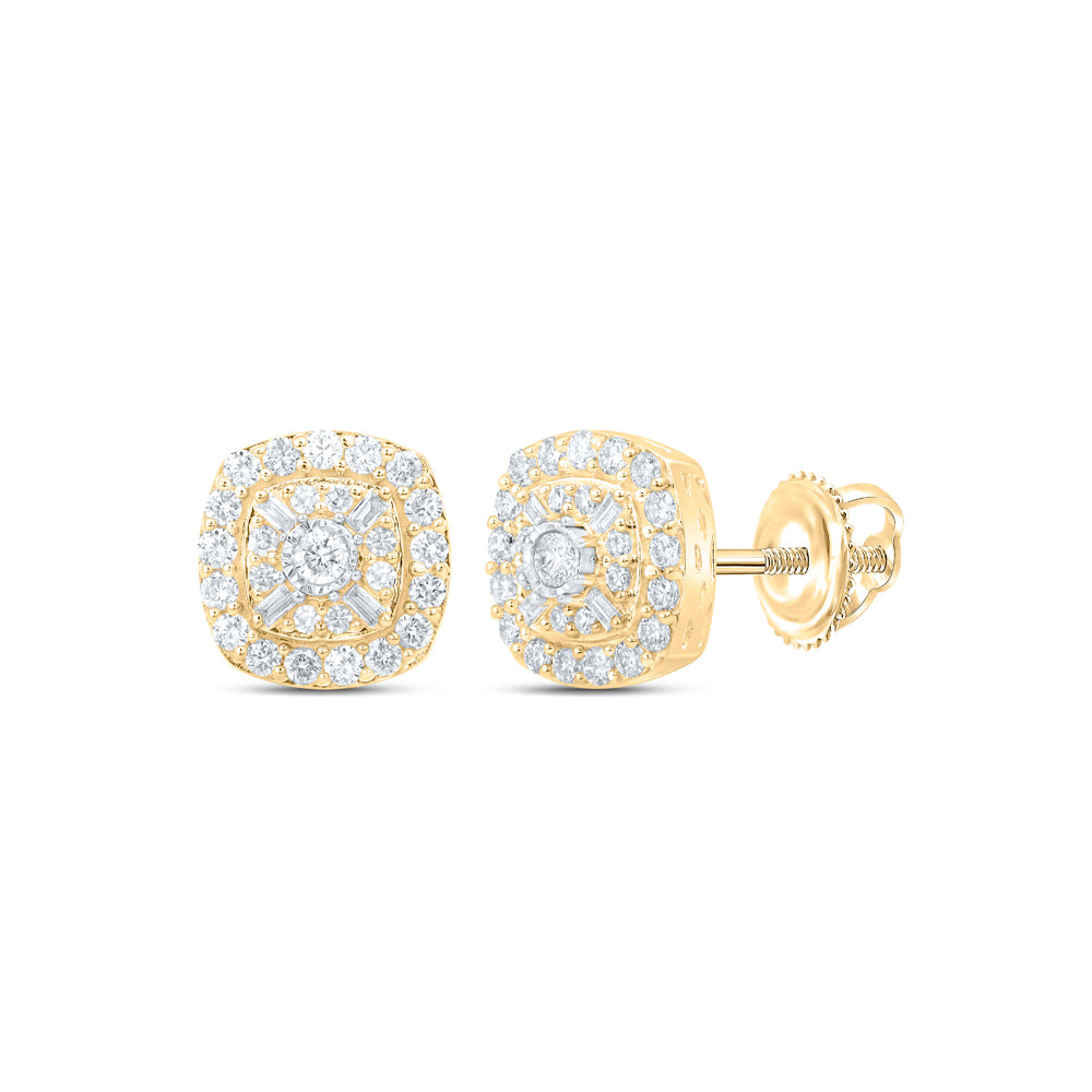 Gold Cluster Earrings 1/2 Cttw Round Natural Diamond Womens (1.6 grams)