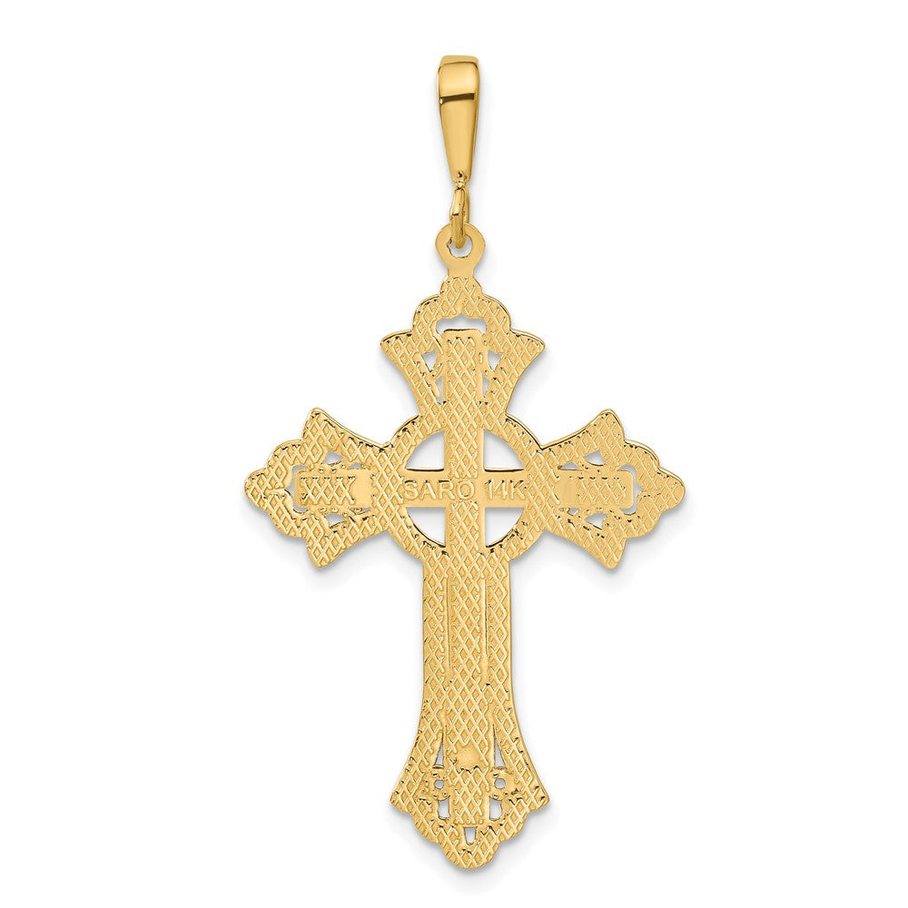 14k Yellow Gold 25 mm Diamond-cut Celtic Cross Pendant (2.29 grams)