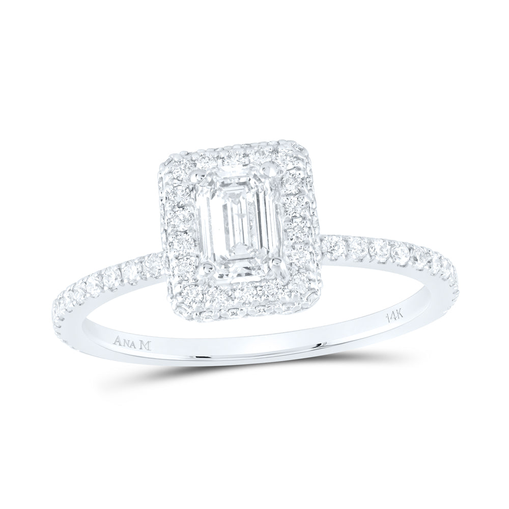 7/8Ctw-Dia Ana M 1/2Ct-Ceme Single Halo Engagement Ring (1.97 grams)