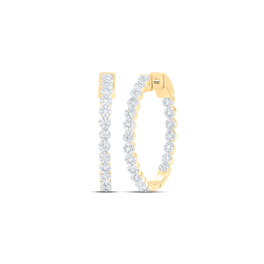 10Kt Yellow Gold 1 Ctw-Diamond Hoops Earring (5.85 grams)
