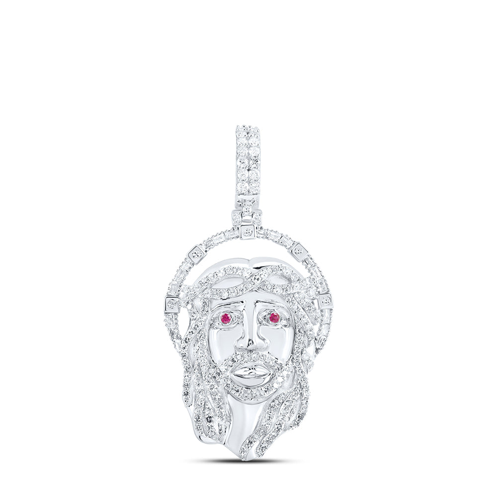 1 Ctw-Dia Nk 0.02Ct-Ruby Jesus Face Mens Charm (7.56 grams)