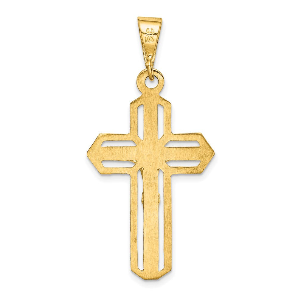 14k Yellow Gold 22 mm Polished Jesus Crucifix Pendant (3.4 grams)
