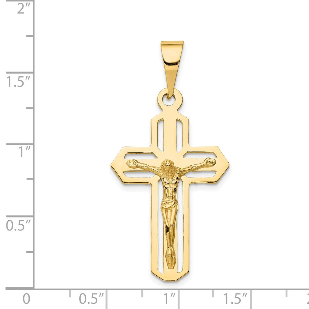 14k Yellow Gold 22 mm Polished Jesus Crucifix Pendant (3.4 grams)