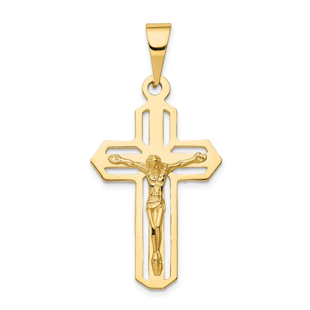 14k Yellow Gold 22 mm Polished Jesus Crucifix Pendant (3.4 grams)
