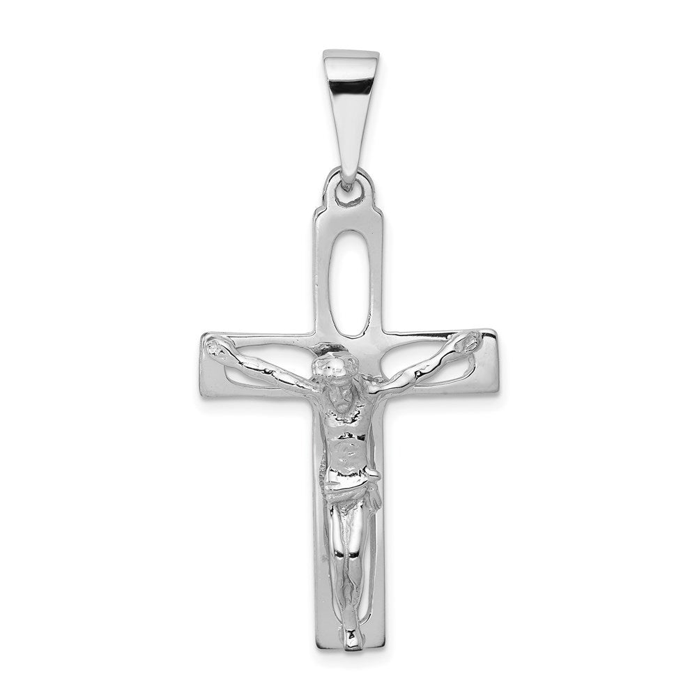 14k White Gold 25 mm Jesus Crucifix Pendant (3.2 grams)