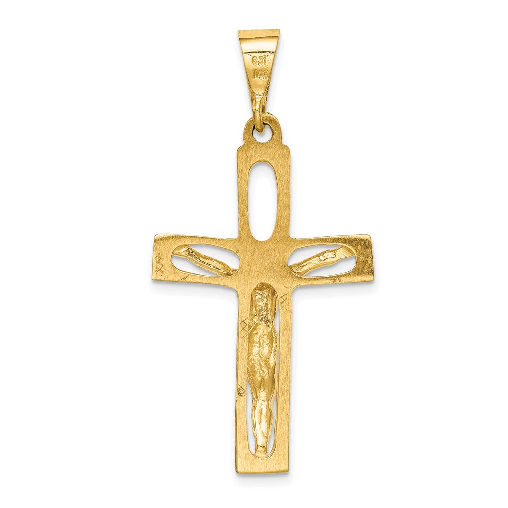 14k Yellow Gold 24 mm Polished Jesus Crucifix Pendant (3.26 grams)