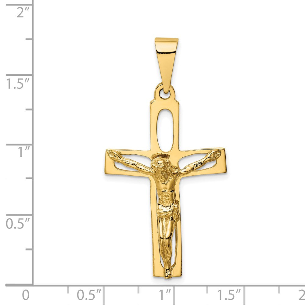 14k Yellow Gold 24 mm Polished Jesus Crucifix Pendant (3.26 grams)