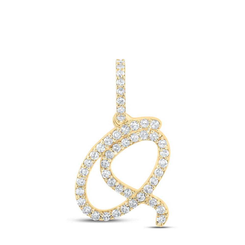 10Kt Yellow Gold 1/5Ctw-Dia Nk Initial Q" Pendant" (1.01 grams)