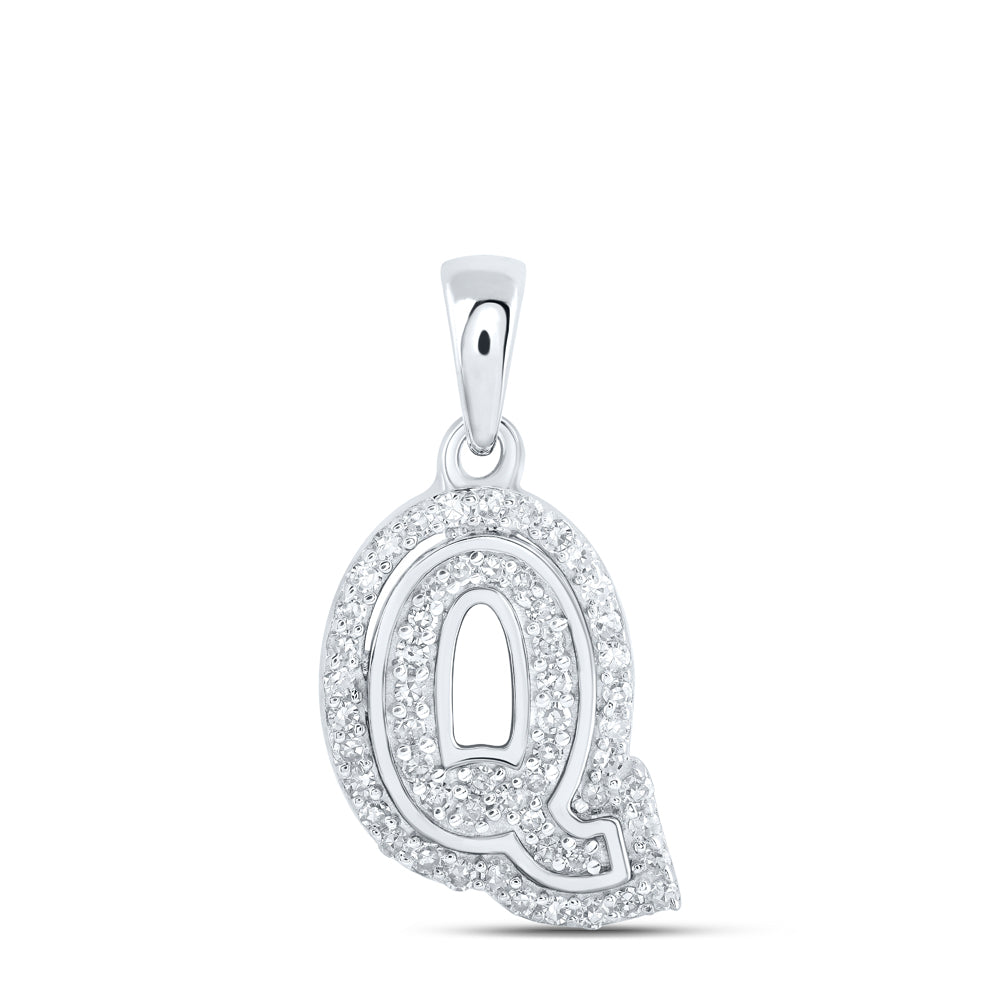10Kt White Gold 1/6Ctw-Dia Nk Initial Q" Pendant" (0.99 grams)