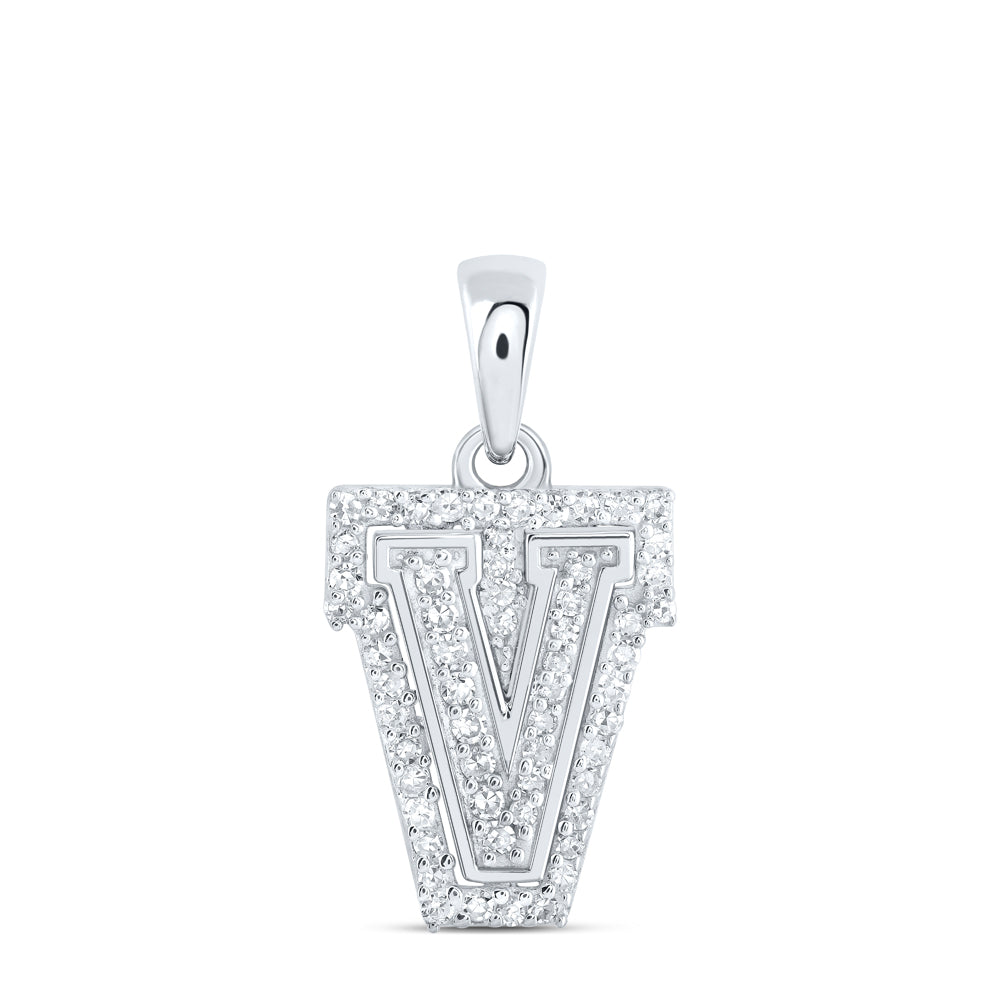 1/6Ctw-Dia Nk Initial "V" Pendant (0.99 grams)