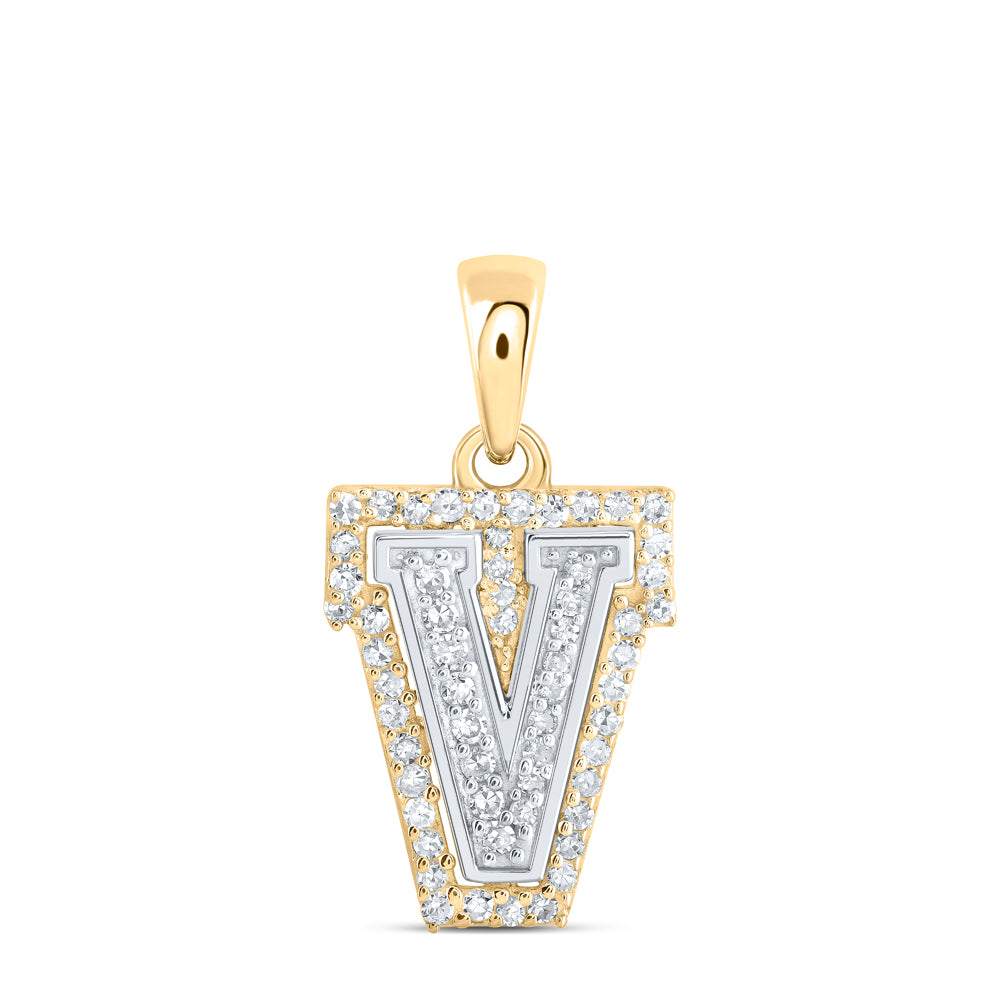 1/6Ctw-Dia Nk Initial "V" Pendant (0.99 grams)