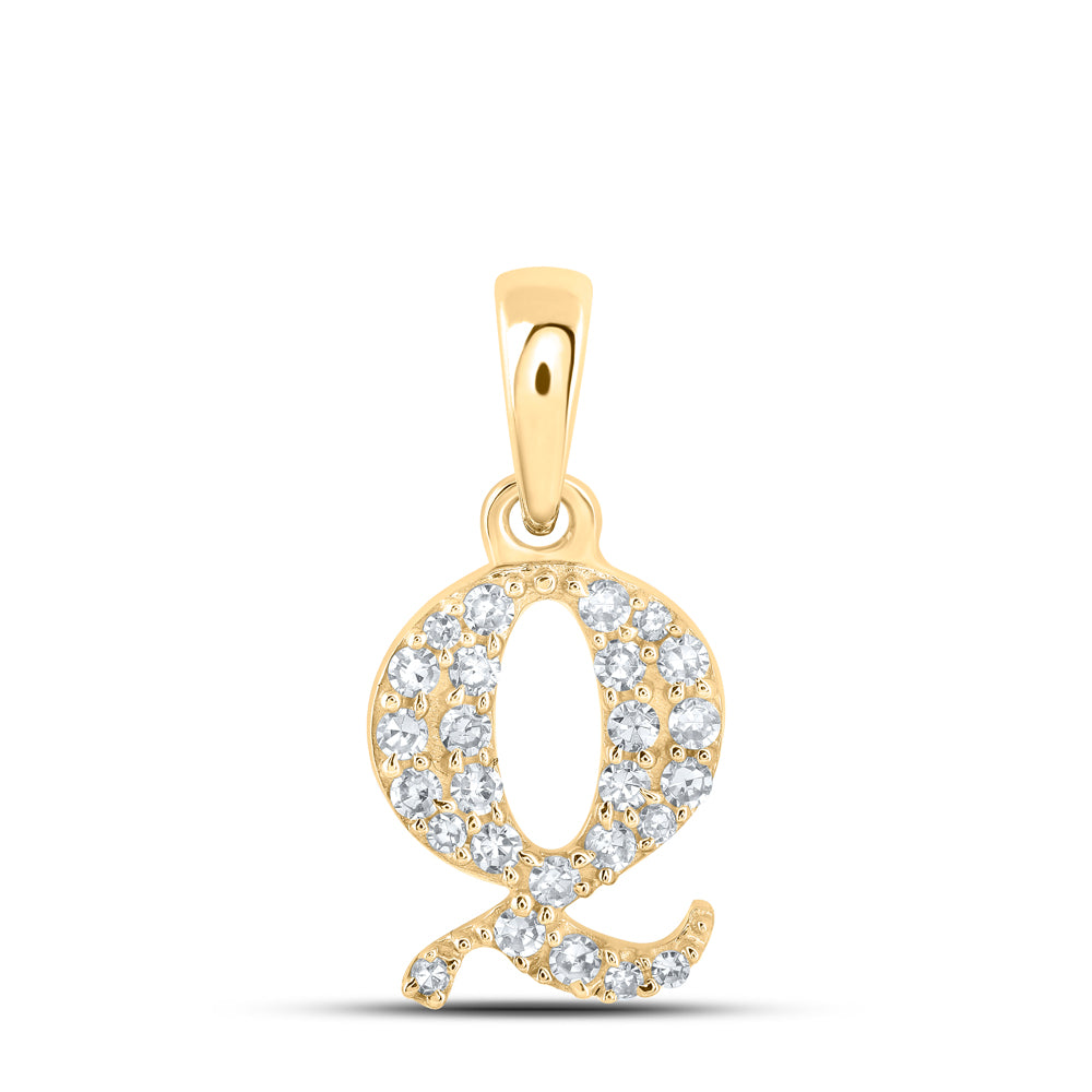 10Kt Yellow Gold 1/10Ctw-Dia Nk Initial Q" Pendant" (0.54 grams)