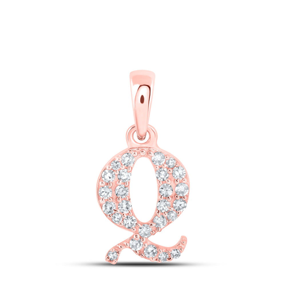 10Kt Rose Gold 1/10Ctw-Dia Nk Initial Q" Pendant" (1 grams)