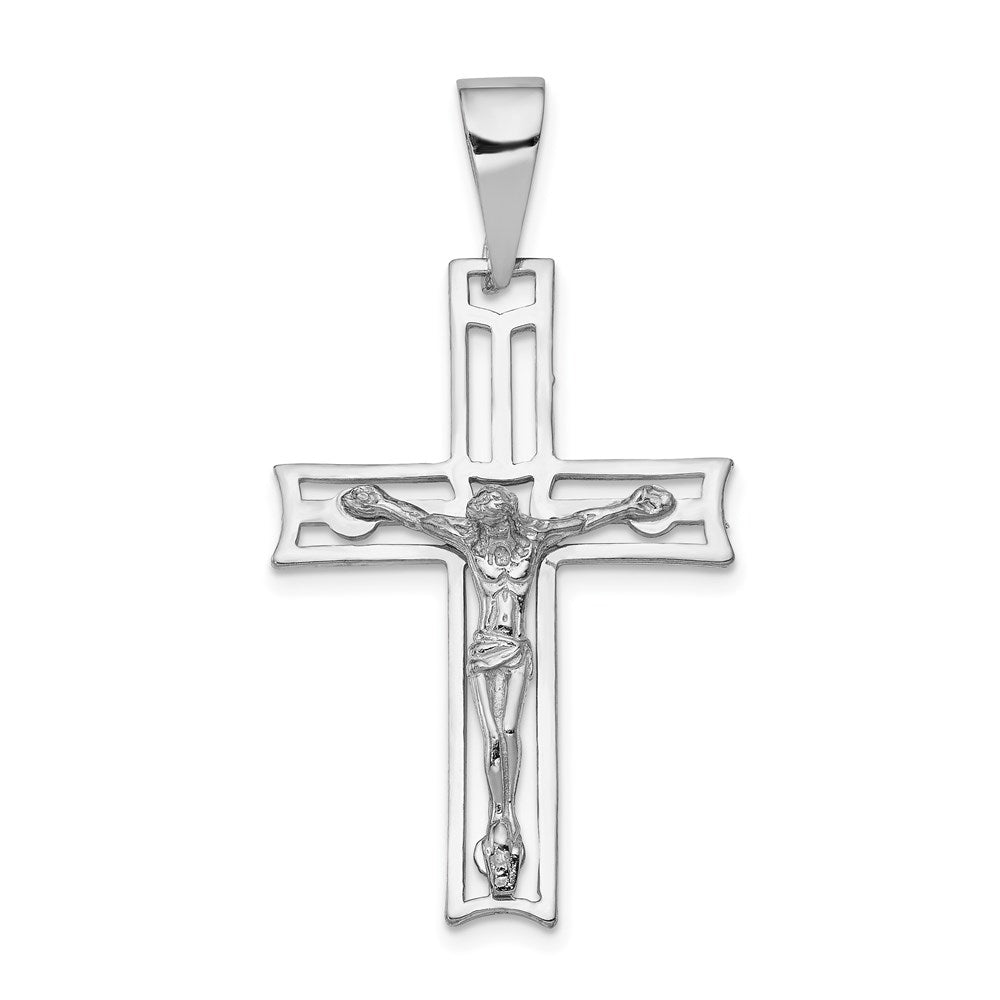 14k White Gold 24 mm Jesus Crucifix Pendant (3.24 grams)