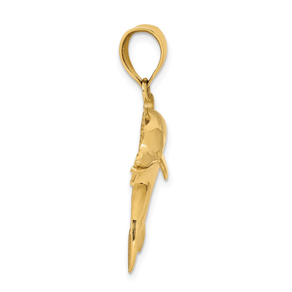 14k Yellow Gold 30 mm Dolphin Pendant (3.59 grams)