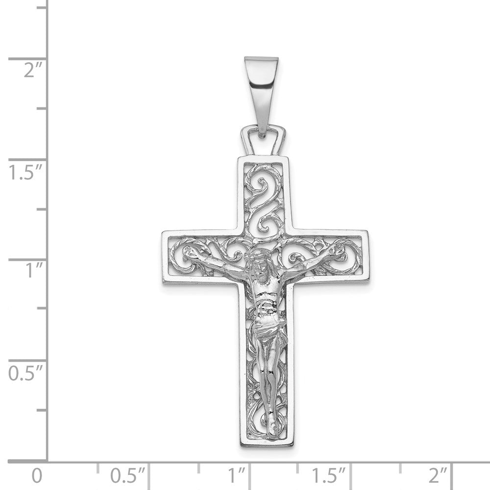14k White Gold 28 mm Jesus Crucifix Pendant (4.9 grams)