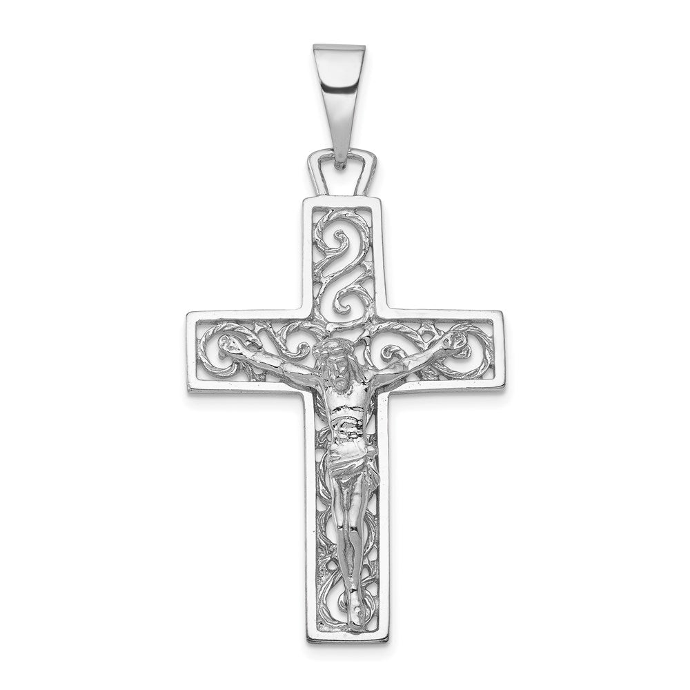 14k White Gold 28 mm Jesus Crucifix Pendant (4.9 grams)