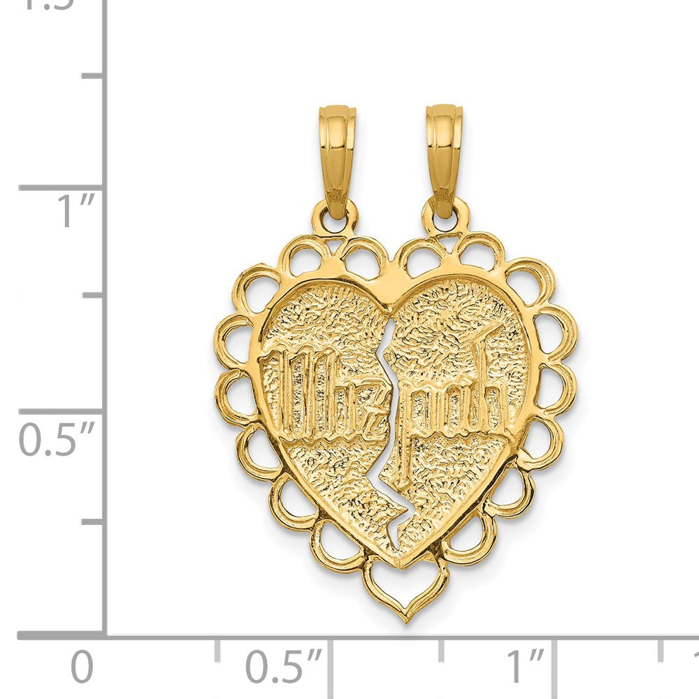 14k Yellow Gold 22 mm Reversible Mizpah 2 Piece Break Apart Charm (2.88 grams)