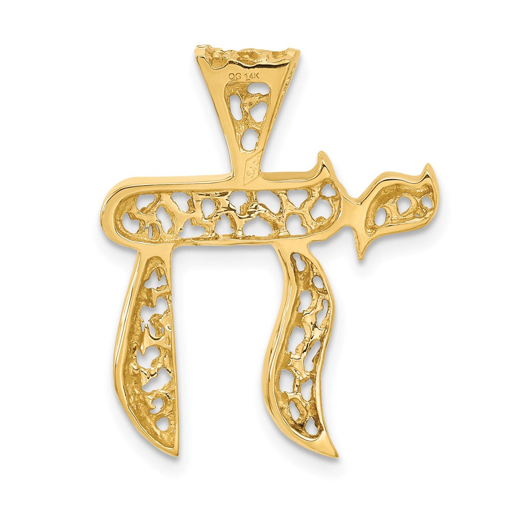 14k Yellow Gold 22 mm Filigree Chai Pendant (3.09 grams)