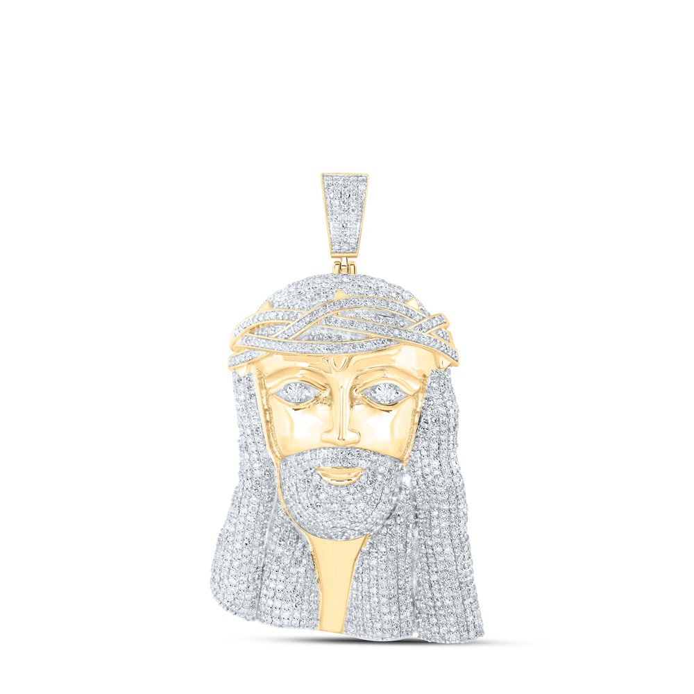 10Kt Yellow Gold 6 3/8Ctw-Dia Nk Jesus Face Mens Charm (29.45 grams)