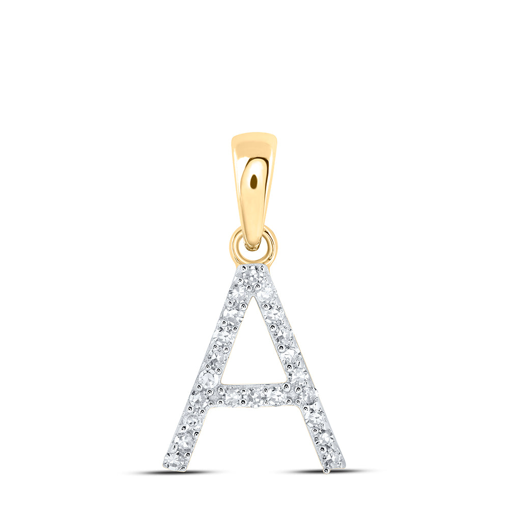 10Kt Yellow Gold 1/10Ctw-Dia Nk Initial A" Pendant" (0.55 grams)