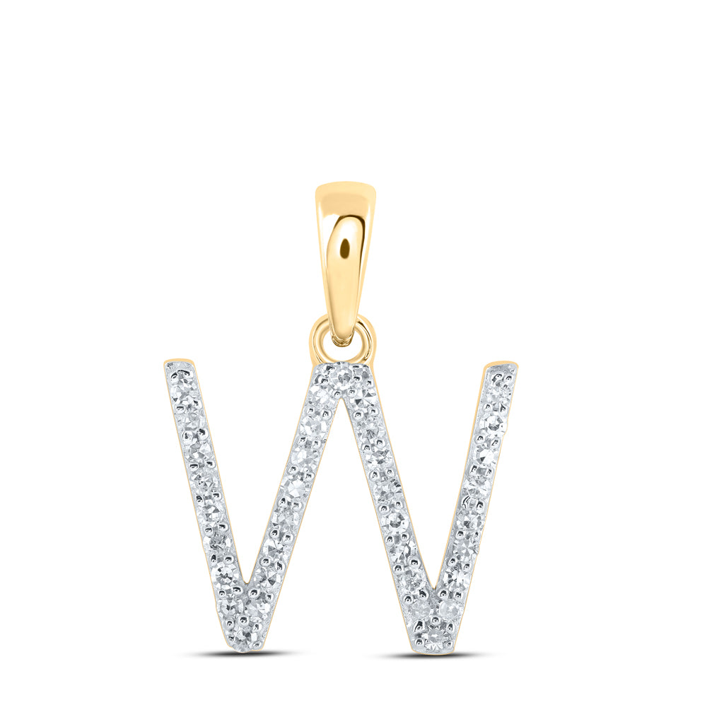 1/8Ctw-Dia Nk Initial "W" Pendant (0.81 grams)
