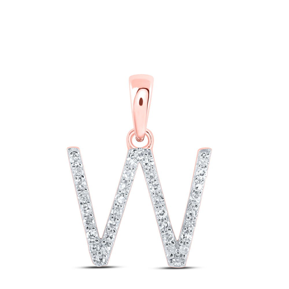 1/8Ctw-Dia Nk Initial "W" Pendant (0.81 grams)