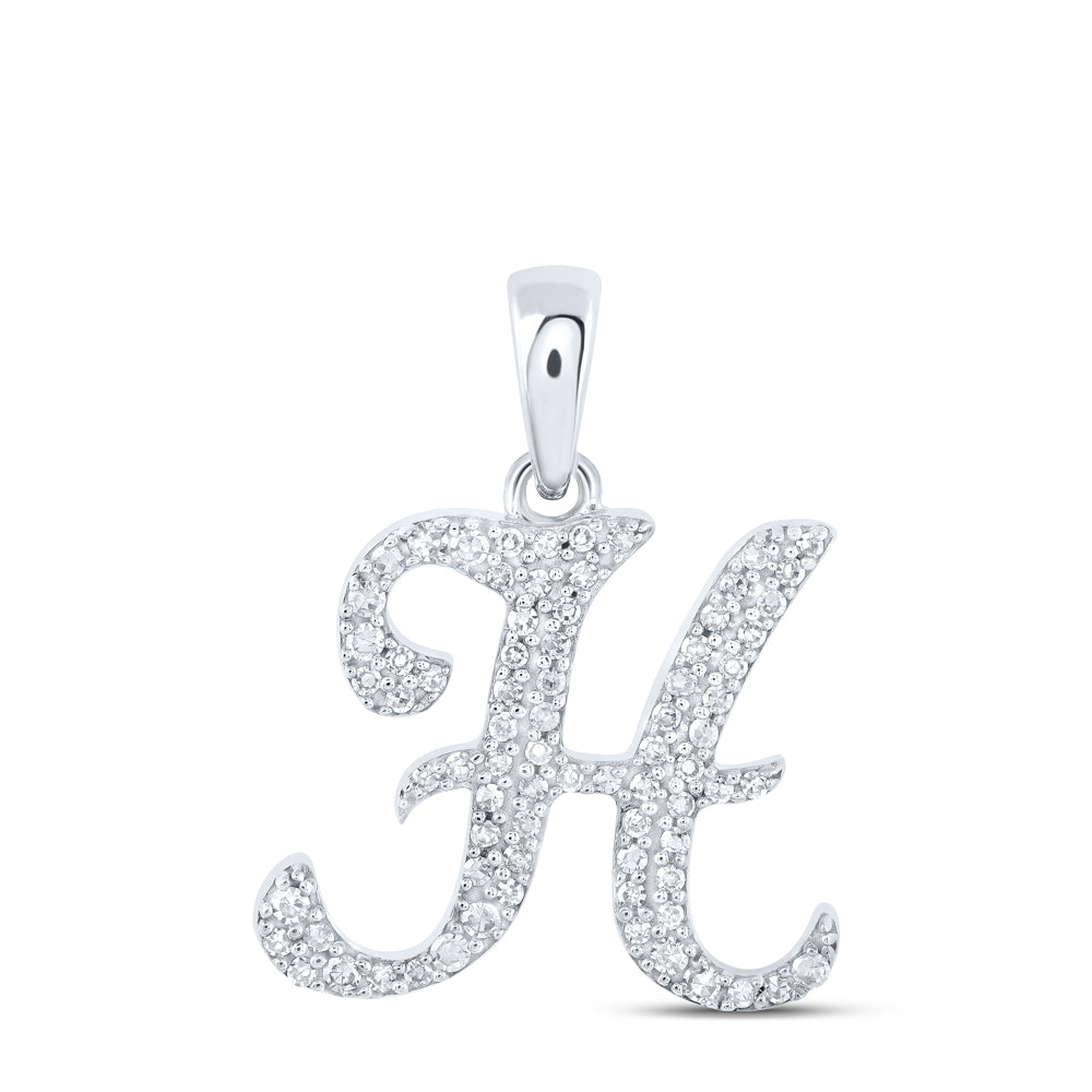 1/5Ctw-Dia Nk Initial "H" Pendant (1.26 grams)