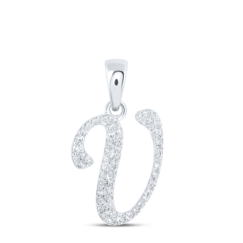 1/8Ctw-Dia Nk Initial "V" Pendant (0.95 grams)