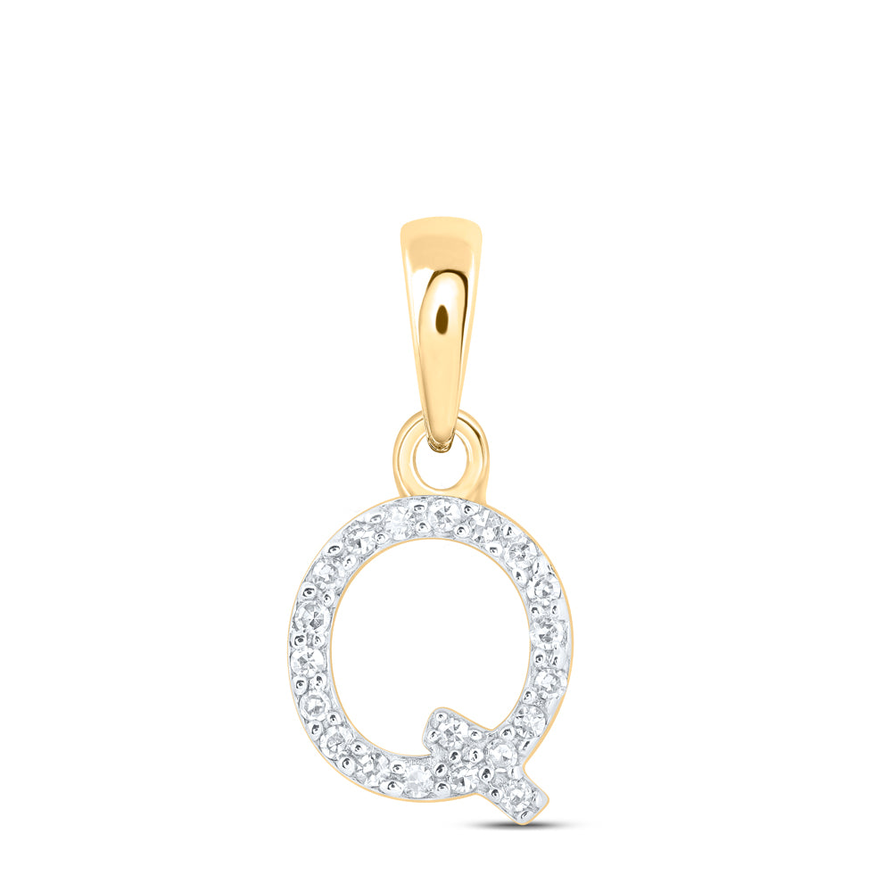 10Kt Yellow Gold 1/20Ctw-Diamond Initial Q" Pendant" (0.42 grams)